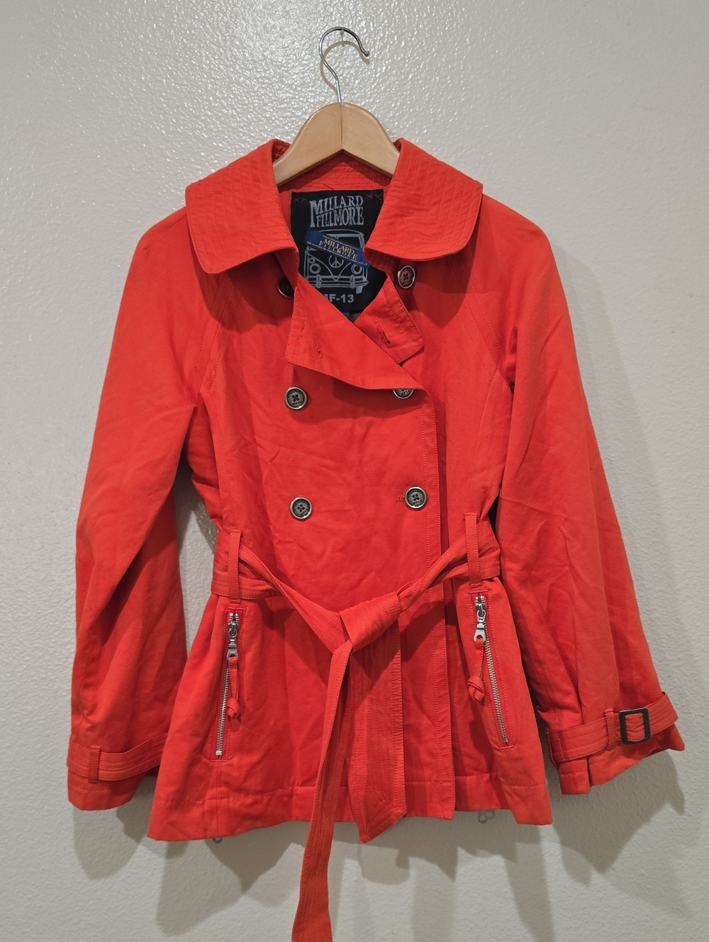 Milliard Fillmore Women's Crimson Double-Breasted Trench with Belt
